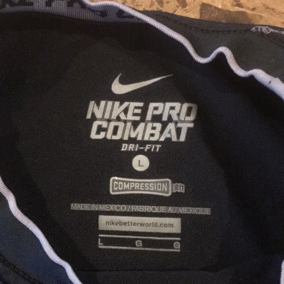 Nike Pro Combat Dri-Fit Black Short Sleeve Compression Shirt Baselayer size L - Picture 8 of 10